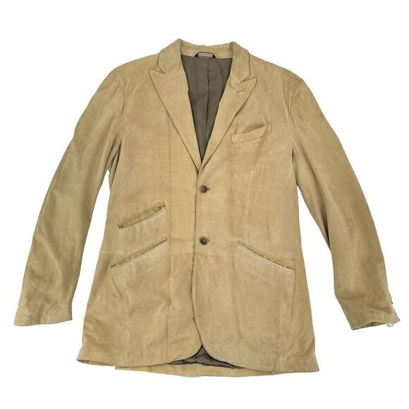 Banana Republic Men's Lamb Suede Suit Jacket Business Casual Classic Tan Size L - Picture 2 of 13